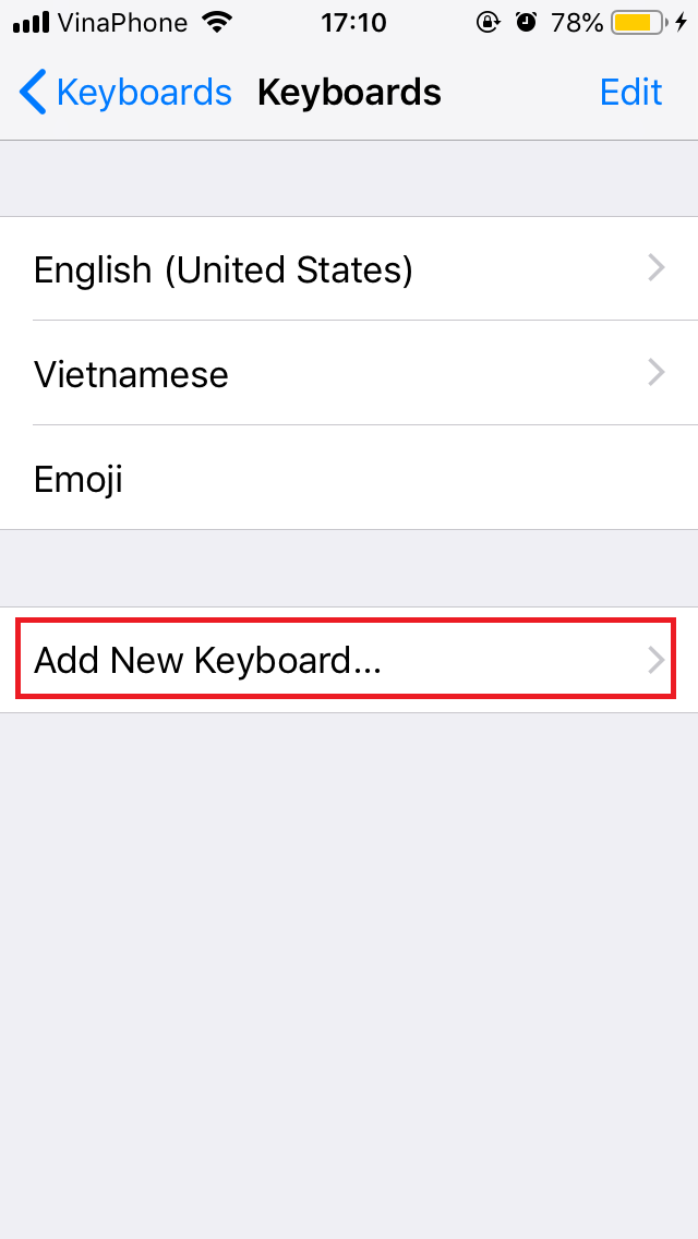 Select Add New Keyboard...