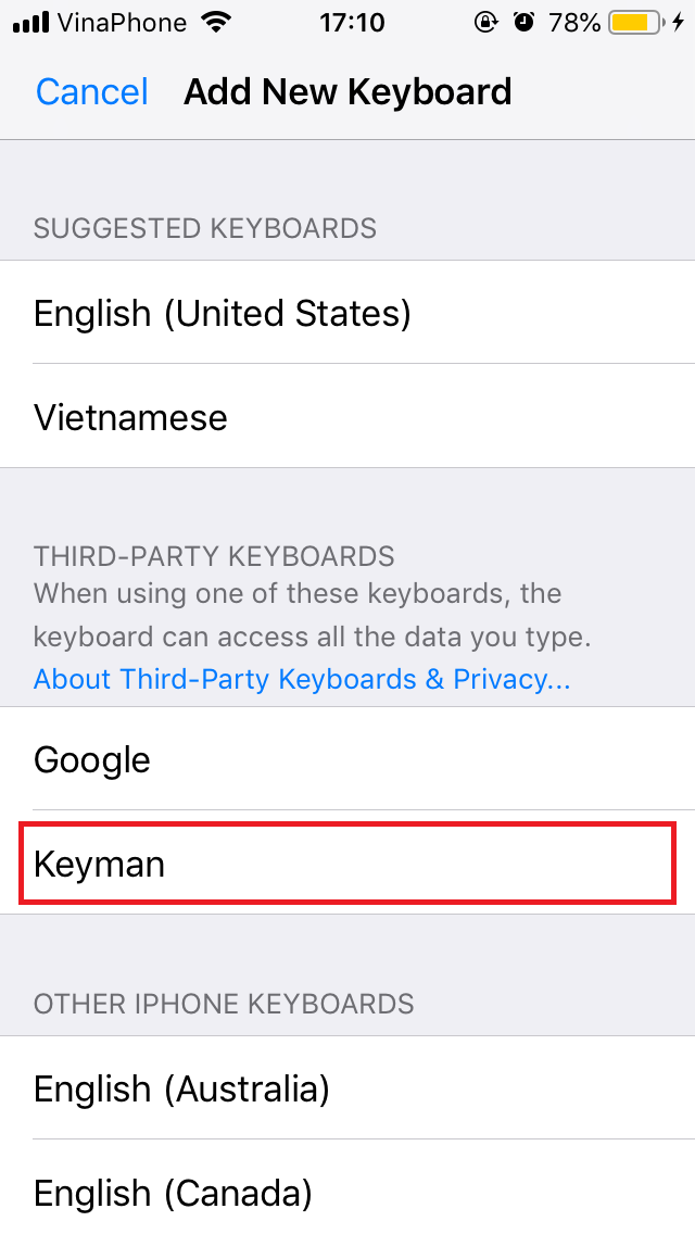 Select Keyman